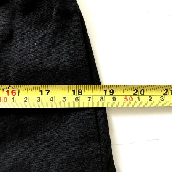 Theory Women’s Cavalier Linen Blend Cropped Wide Leg Pull On Pants Black - Picture 9 of 14